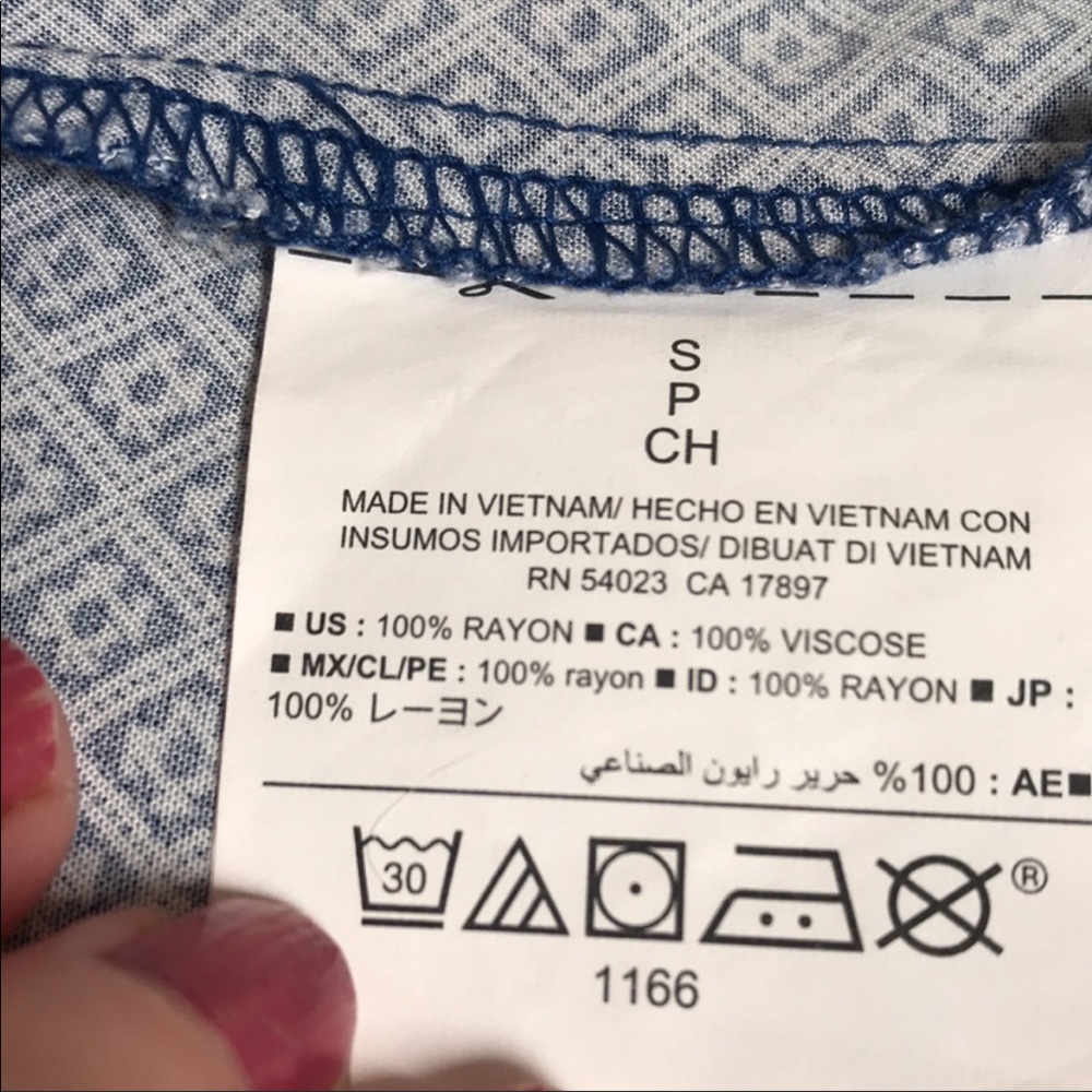 Blue & White Patterned Spaghetti Strap Dress - image 7